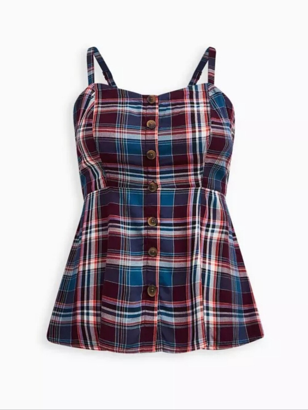 Torrid Rayon Fit & Flare Button Front Tank